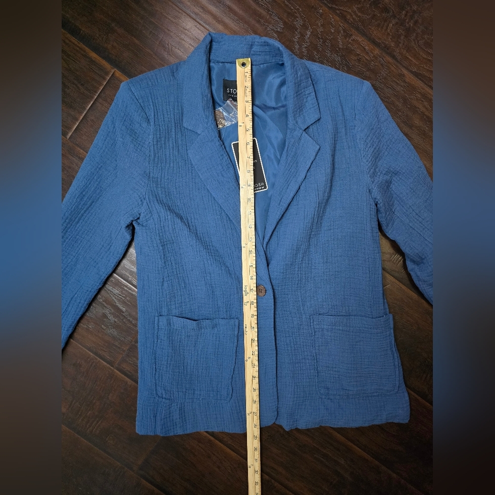 NWT Stoosh Womens Long Sleeve Slate Blue Blazer Jacket Medium - Picture 5 of 9